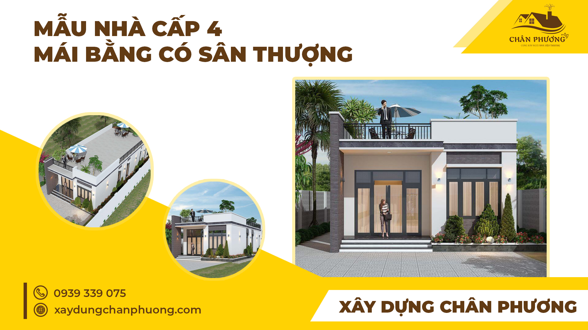Nhà cấp 4 mái bằng có sân thượng