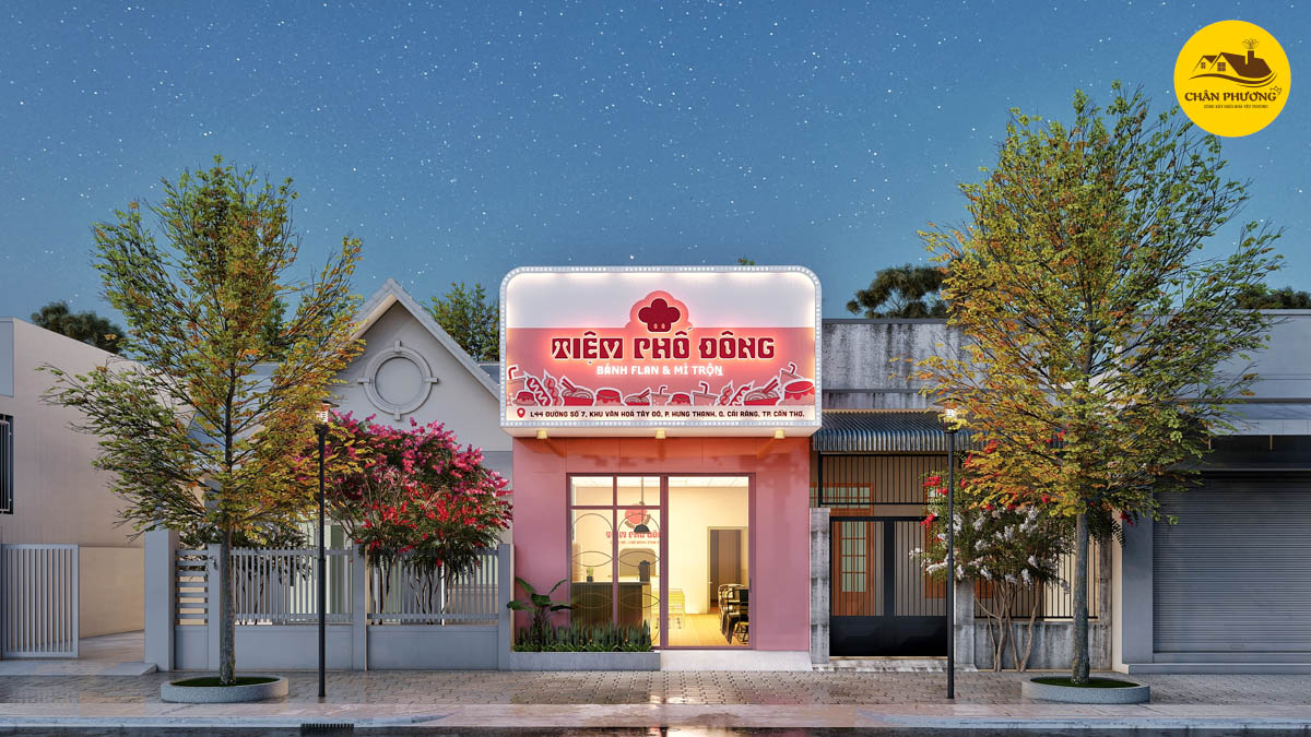 Quán trà sữa màu hồng dễ thương