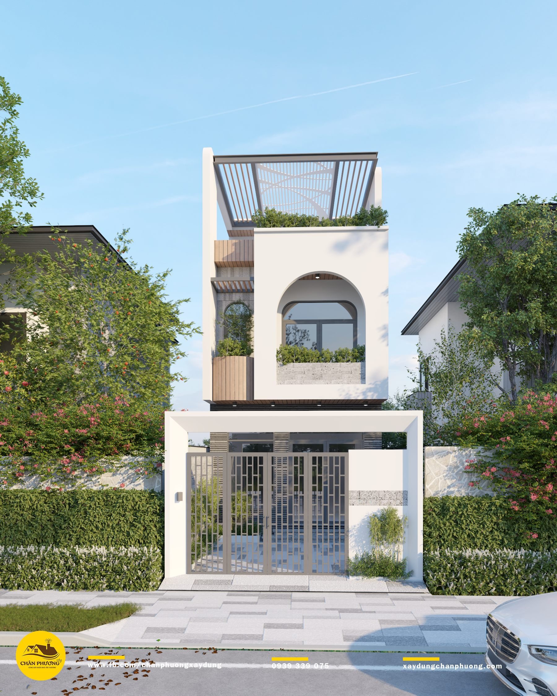 Thiết Kế Nhà Phố 1 Trệt 1 Lầu 1 Tum 5x16m | Anh Bảo – An Giang